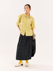 Mustard Checkered Cropped Shirt